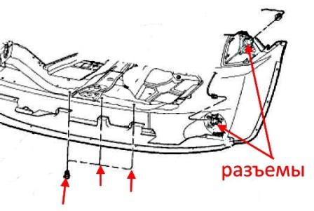 scheme of fastening of front bumper Jeep Patriot